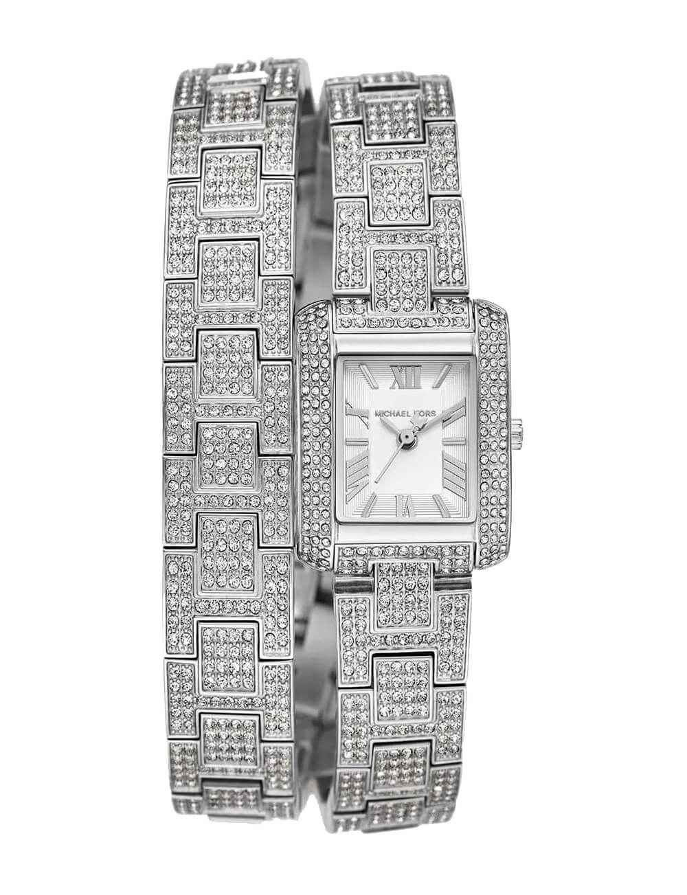 Michael Kors Emery MK4836 Women's Silver Double Wrap Watch