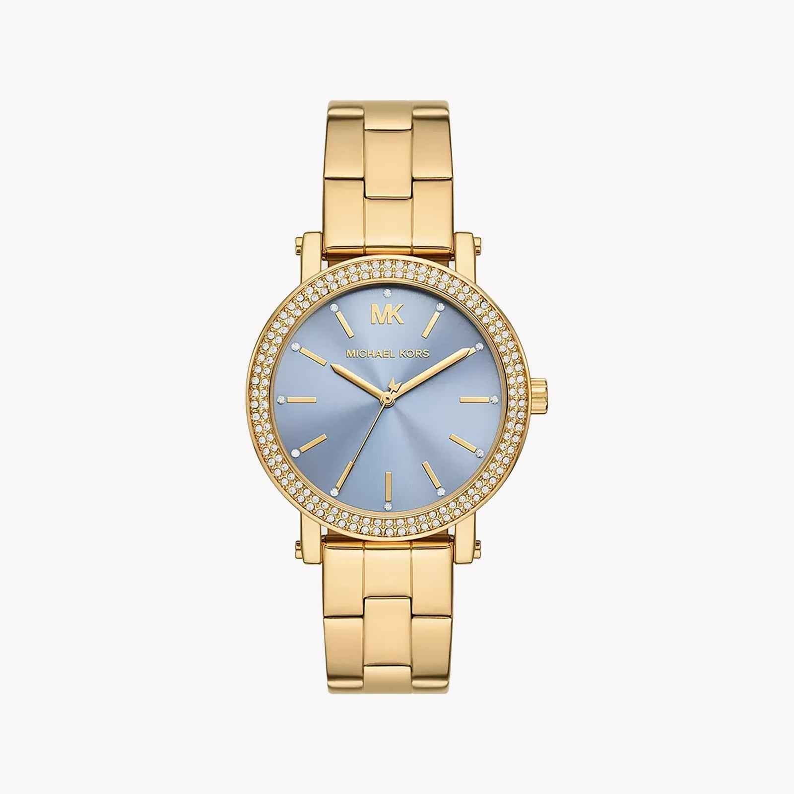 Michael Kors MKO1048 Women's Blue Dial Gold Stainless Steel Watch