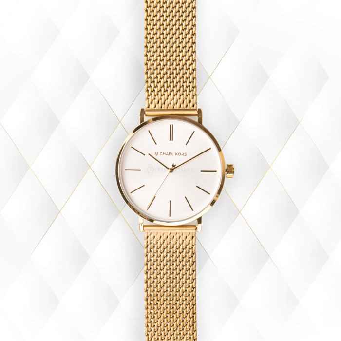 Michael Kors Auden MK7150 Women's White Dial Gold Mesh Strap Watch
