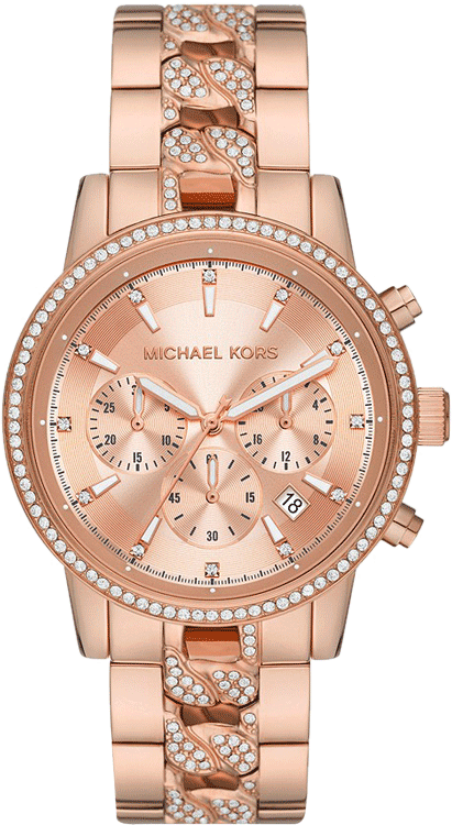 Michael Kors Ritz MK7223 women's rose gold-tone chronograph stainless steel watch front view