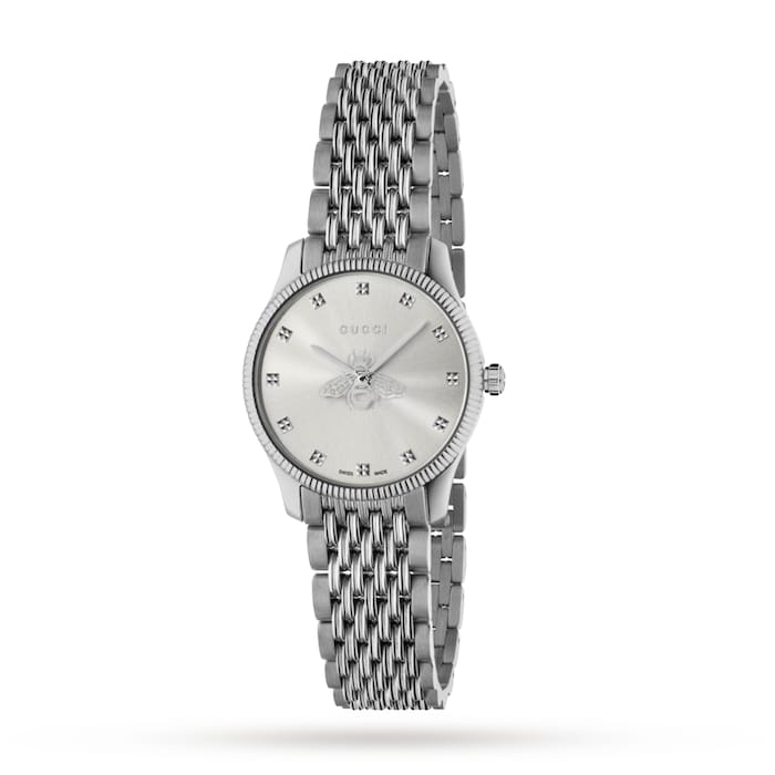 GUCCI G-TIMELESS 29mm Silver Dial Bee Seconds YA1265019-Hand Steel Watch - Luxverse