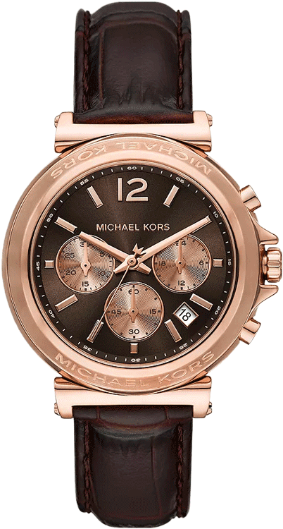 Michael Kors Maren MK7497 women's rose gold chronograph leather watch