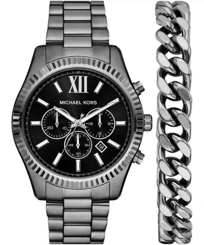 Michael Kors Lexington MK9217SET Men's Gunmetal Watch & Bracelet Set