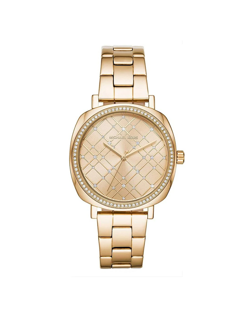 Michael Kors Nia MK3989 women's gold dial gold stainless steel watch front view