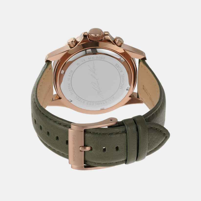 Michael Kors Everest MK9090 Men's Black Dial Green Leather Chronograph Watch