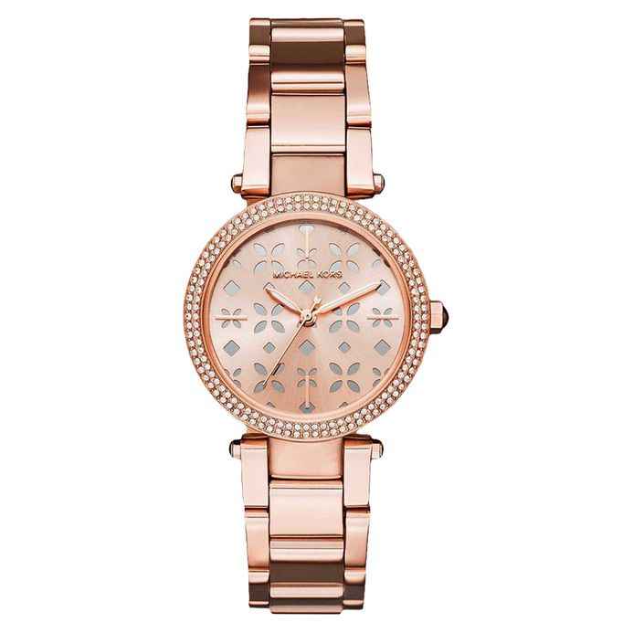 Michael Kors Mini Parker Floral MK6470 Women's Rose Gold Dial Stainless Steel Watch