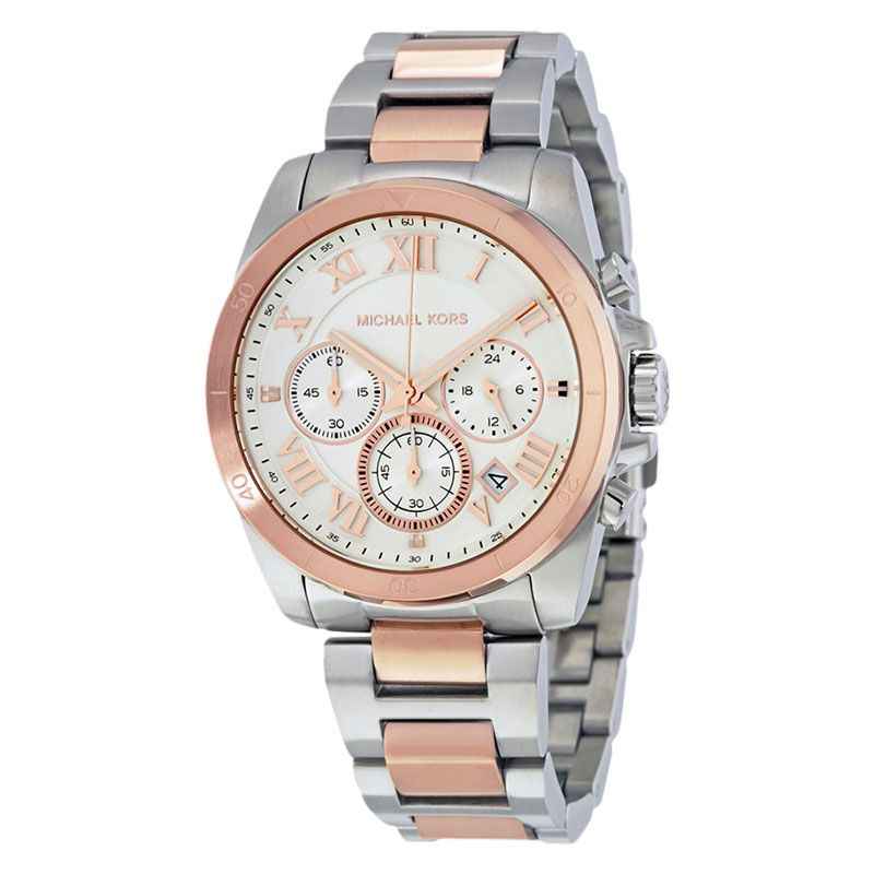 Michael Kors Brecken MK6368 Women's White Dial Rose & Silver Chronograph Watch