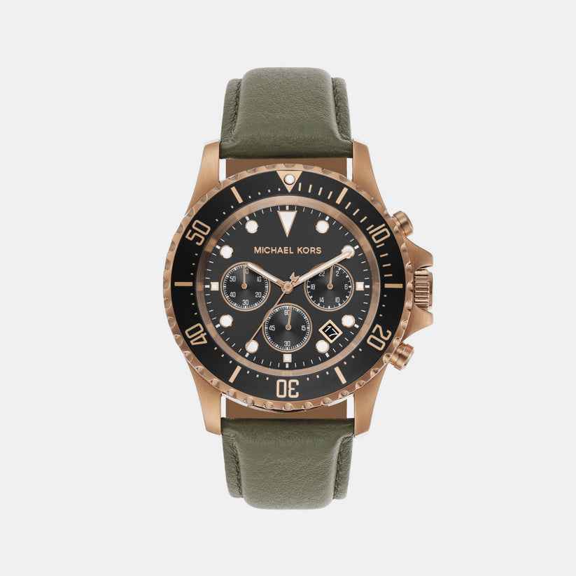 Michael Kors Everest MK9090 Men's Black Dial Green Leather Chronograph Watch