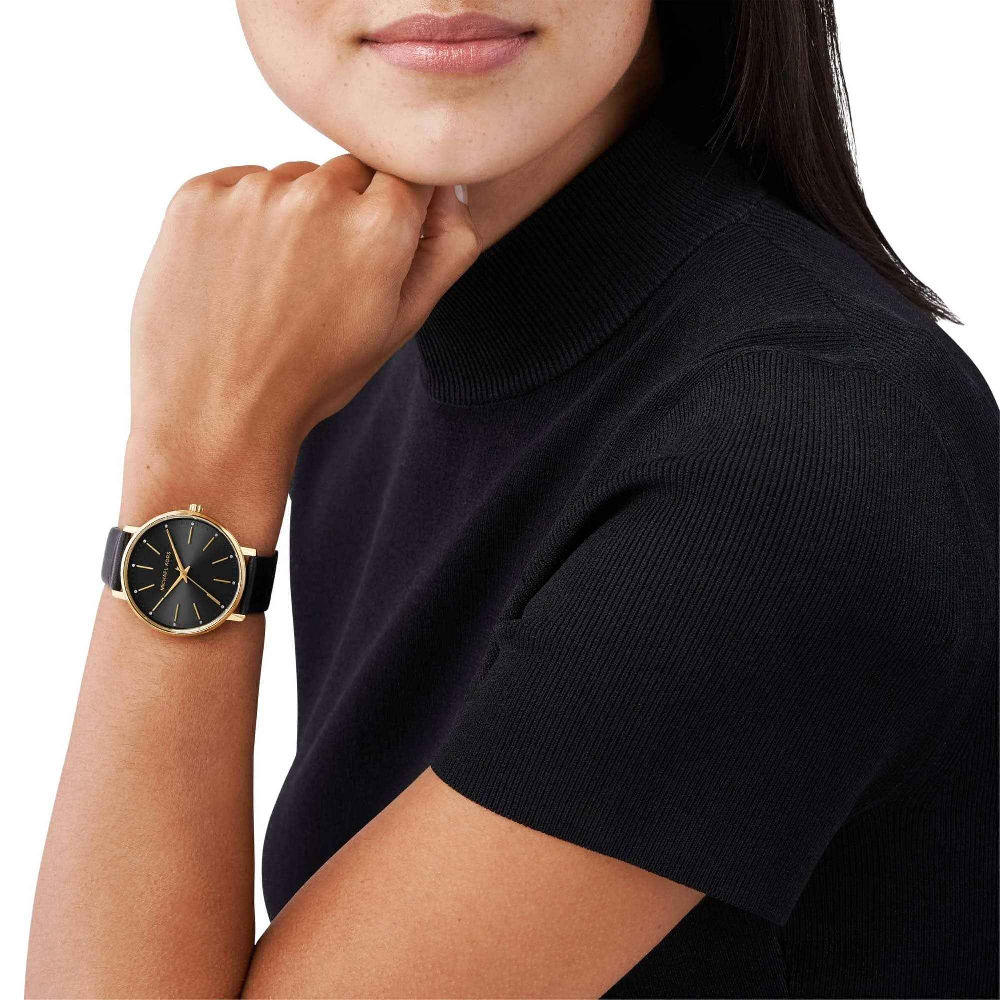 Michael Kors Pyper MK2747 Women's Black Dial Black Leather Watch