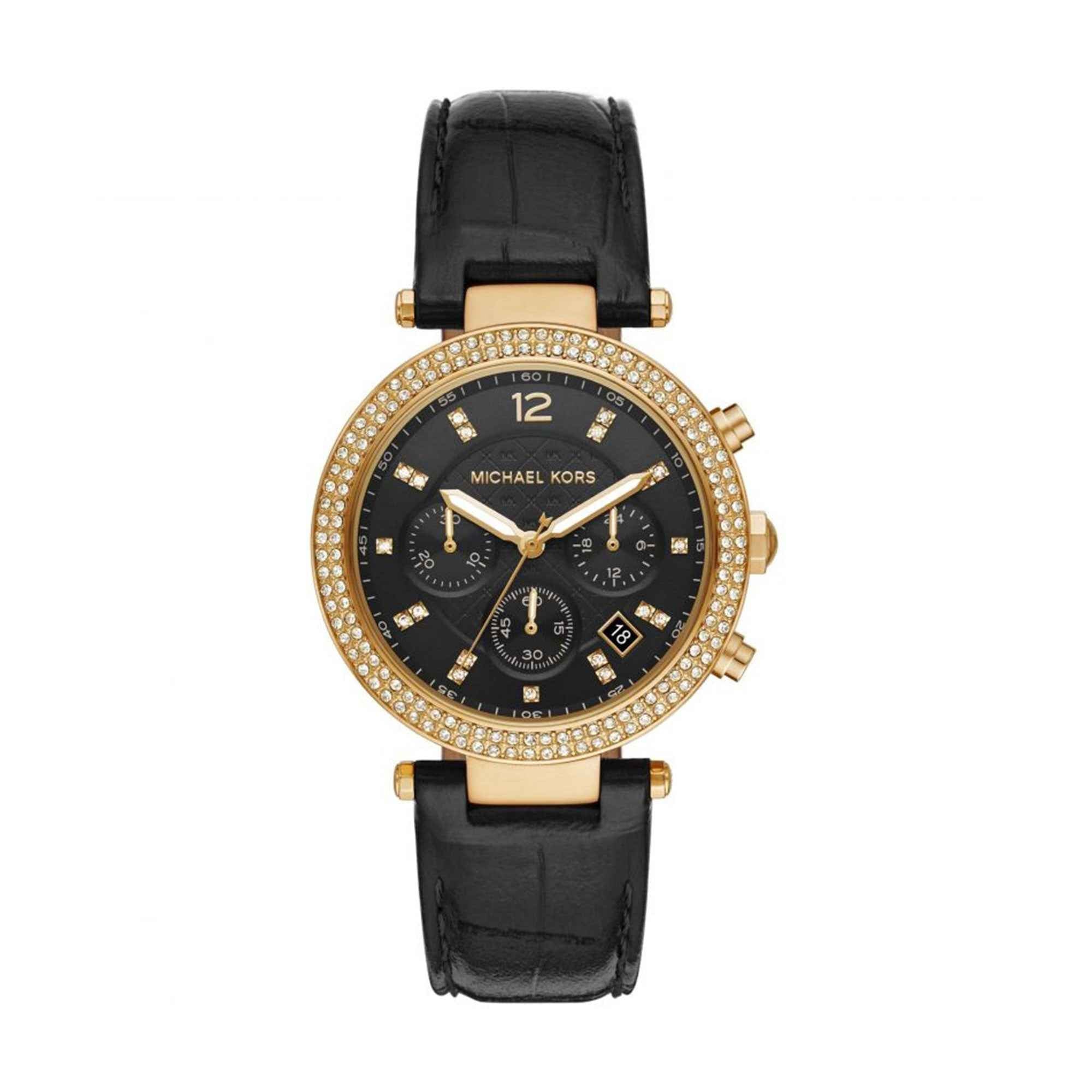 Michael Kors Parker MK6984 Women's Black Dial Black Leather Strap Watch