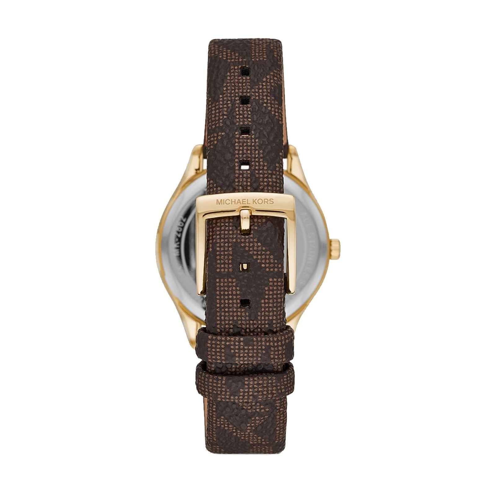 Michael Kors Jaycie MK2862 Women's Gold Dial Brown Logo Print Strap Watch