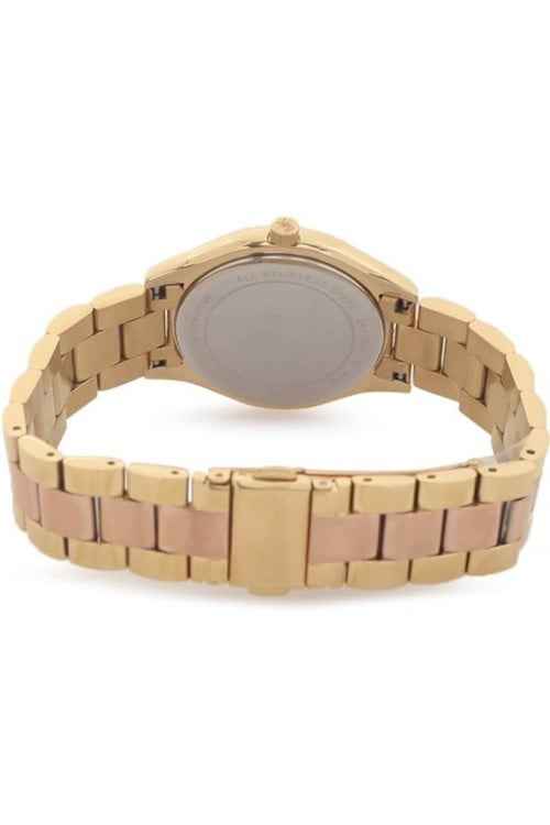 Back view of Michael Kors MK3650 quartz watch with stainless steel case