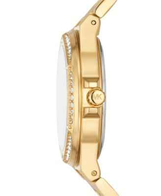 Michael Kors MKO1036 Women's Gold Pave Stainless Steel Watch 46mm