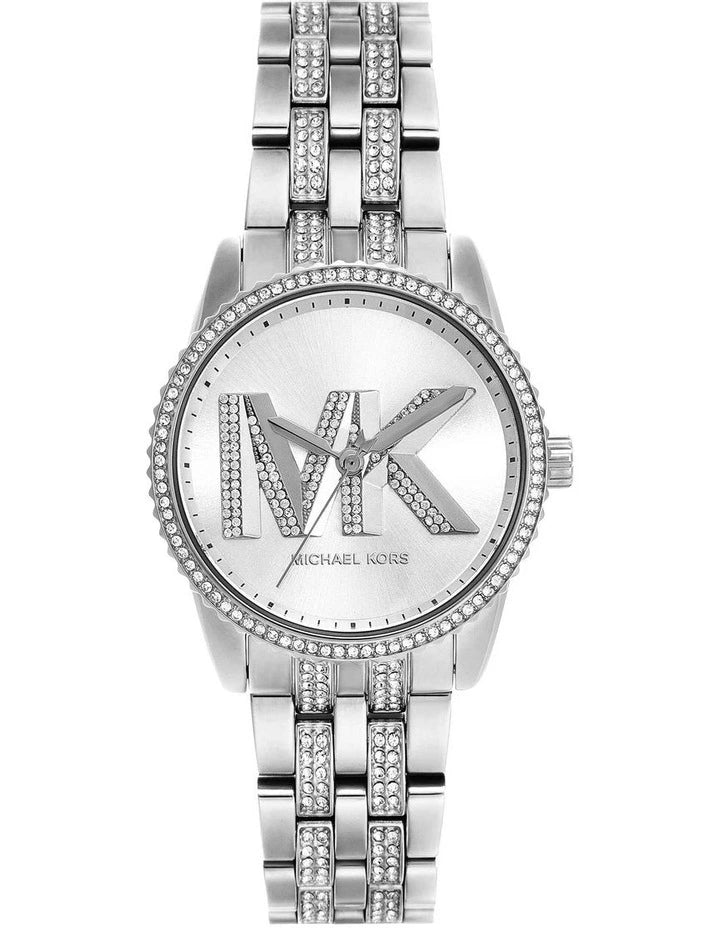 Michael Kors Bryant MK7542 women's silver watch with MK dial detail