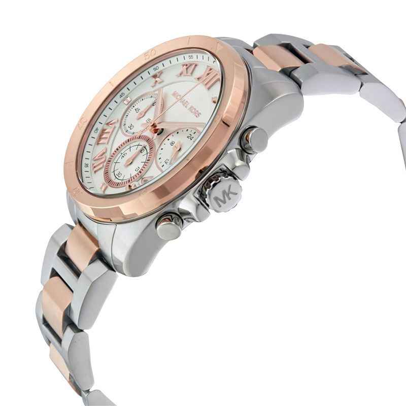 Michael Kors Brecken MK6368 Women's White Dial Rose & Silver Chronograph Watch