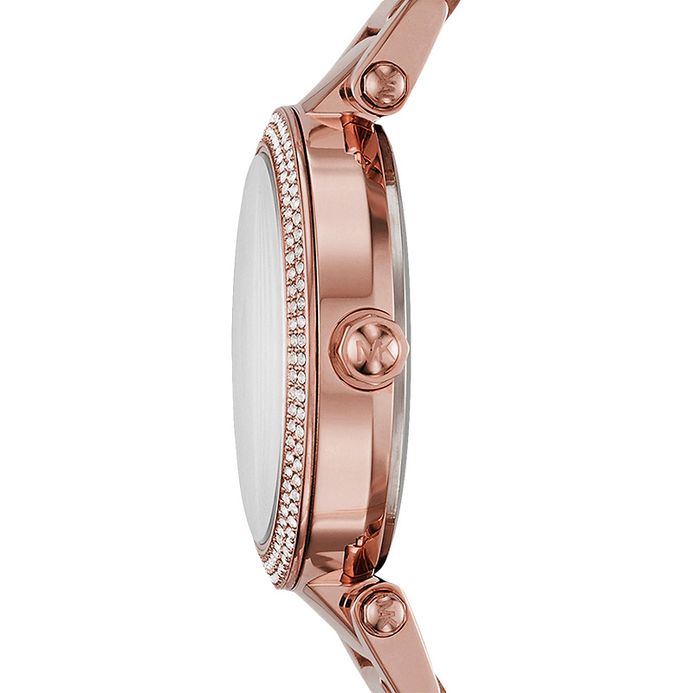 Side profile of Michael Kors Mini Parker Floral MK6470 rose gold women's watch