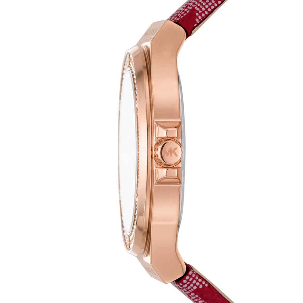 Michael Kors Lennox MK7308 Women's Silver Dial Red PVC Strap Watch