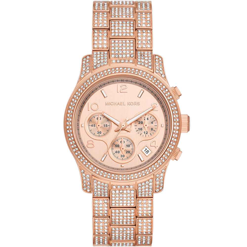 Michael Kors Runway Chronograph MK7481 Women's Rose Gold Crystal Watch