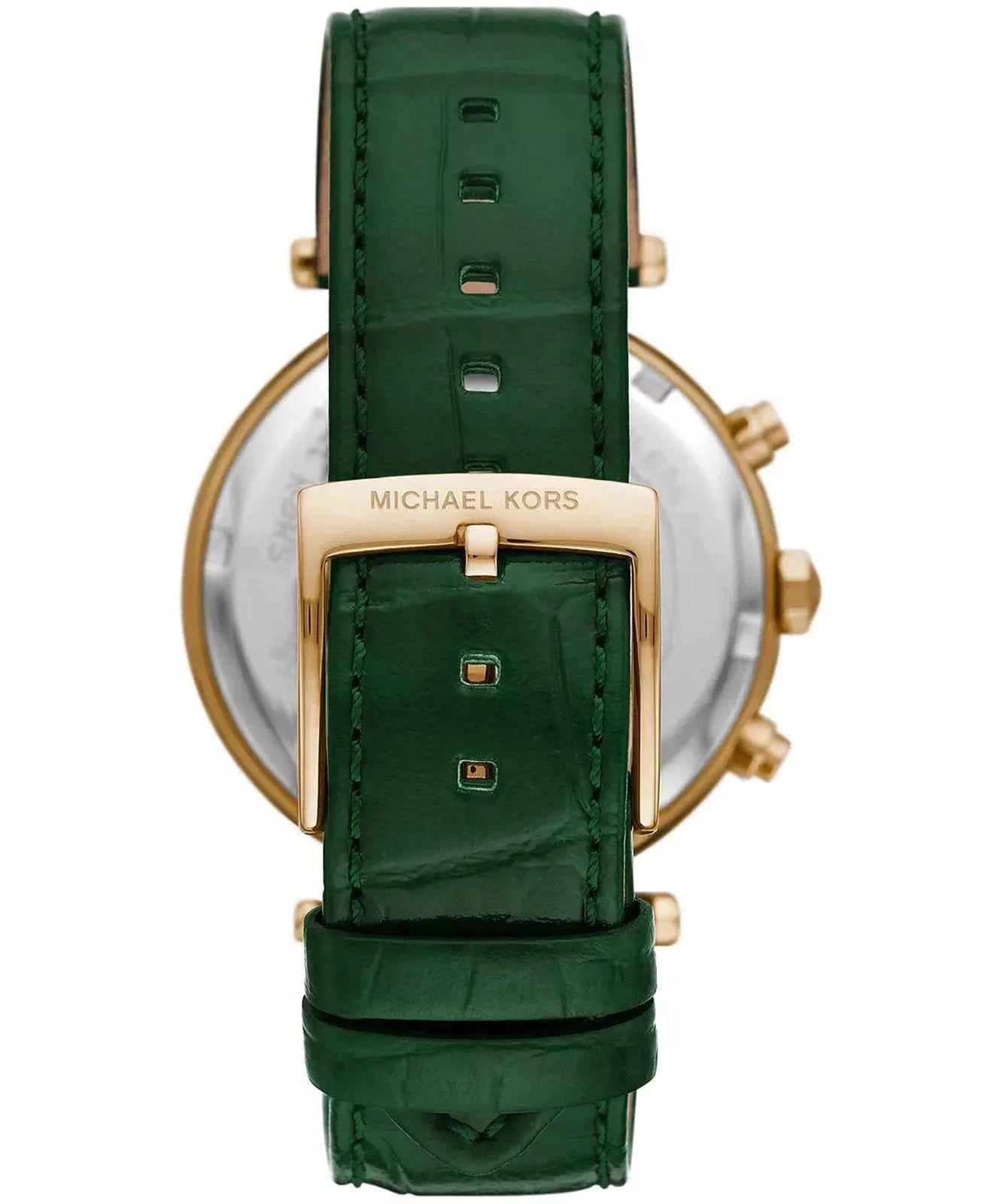Michael Kors Parker MK6985 Women's Green Dial Green Leather Strap Chronograph Watch