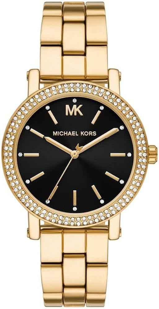 Michael Kors Corey MK7345 Women's Black Dial Gold Steel Strap Watch