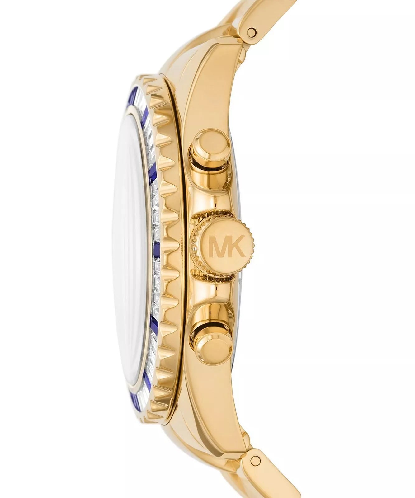 Side profile of Michael Kors Everest MK6971 gold-tone stainless steel bracelet watch
