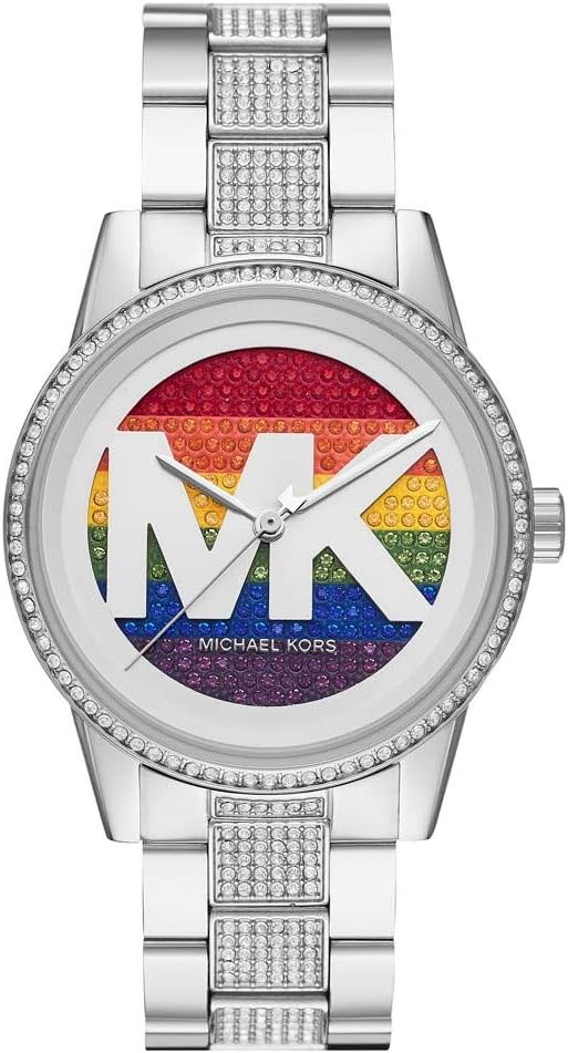 Michael Kors Ritz MK6864 women's multicoloured pavé dial silver stainless steel watch front view