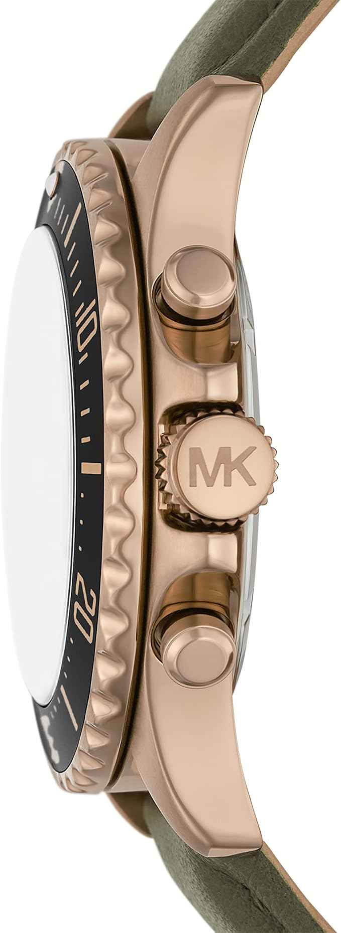 Michael Kors Everest MK9090 Men's Black Dial Green Leather Chronograph Watch