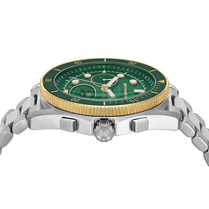 Michael Kors Maritime MK9215 Men's Two-Tone Olive Dial Dive Watch 45mm