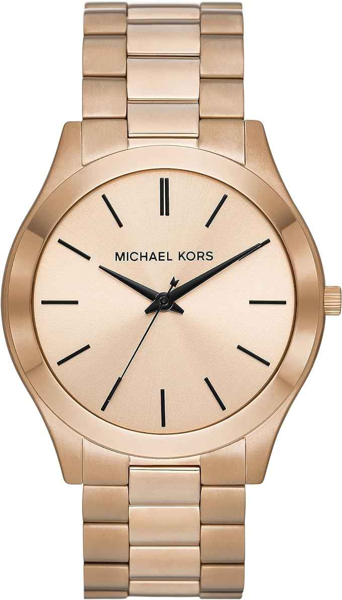Michael Kors Slim Runway Men's Beige Gold Dial Beige Gold Stainless Steel Watch