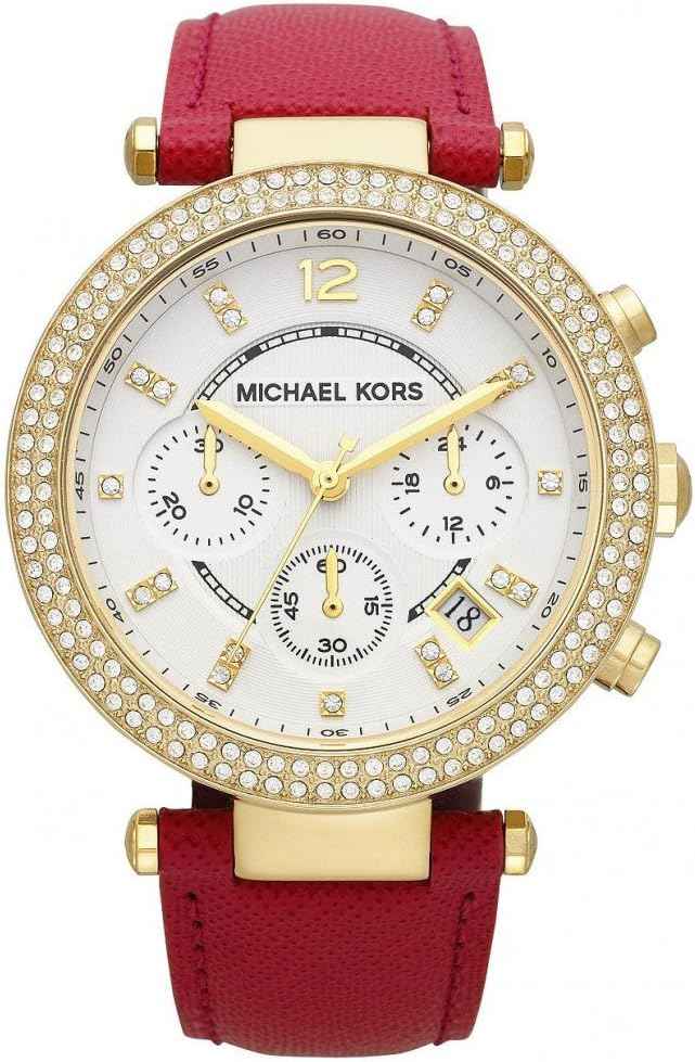 Michael Kors Parker MK2297 Women's White Dial Pink Leather Chronograph Watch