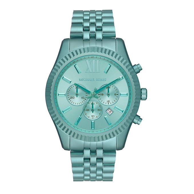 Michael Kors Lexington MK8793 men's blue dial blue stainless steel chronograph watch front view