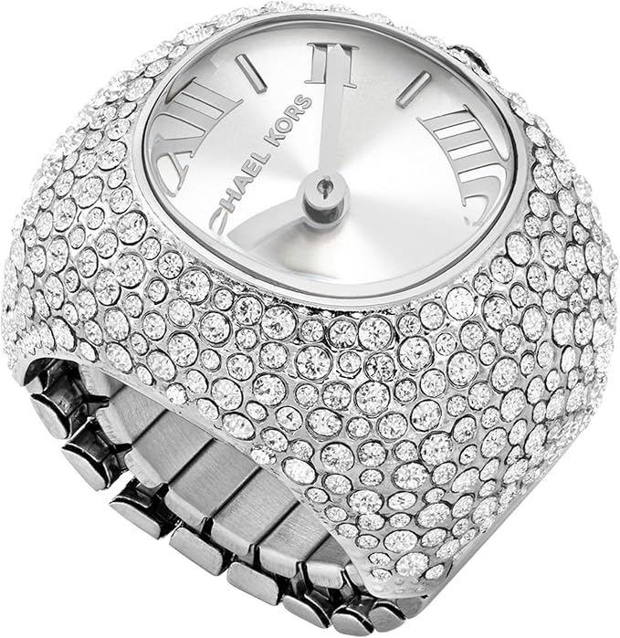 Michael Kors MK4848 silver ring watch with pavé accents
