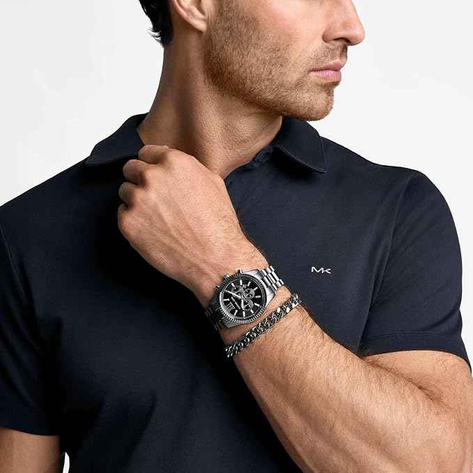 Michael Kors Lexington MK9217SET Men's Gunmetal Watch & Bracelet Set
