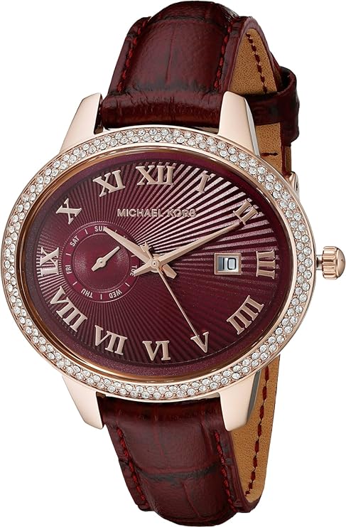 Michael Kors Whitley MK2430 women's burgundy dial burgundy leather watch front view