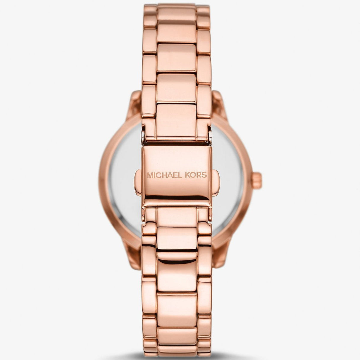 Back case of Michael Kors MK1058SET women's rose gold stainless steel wristwatch