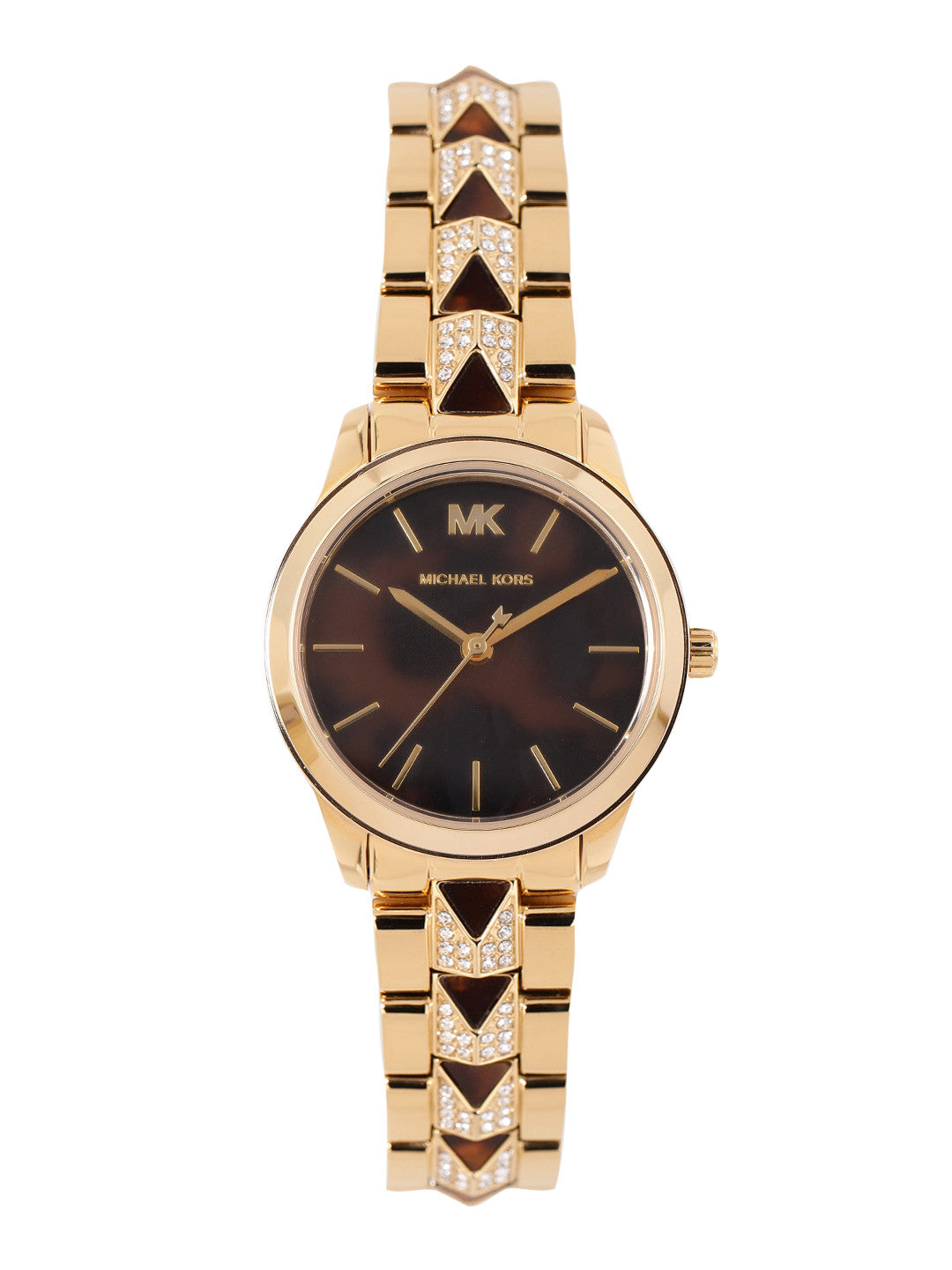 Michael Kors Runway Mercer MK6855 women's brown dial gold-tone watch front view