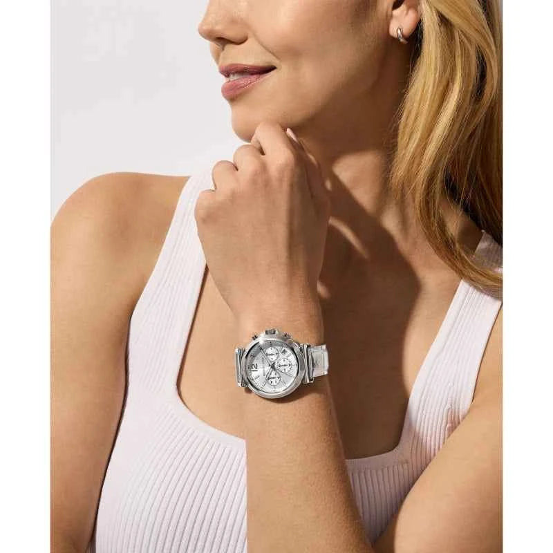 Michael Kors Maren MK7509 Women's Silver Chronograph Leather Watch