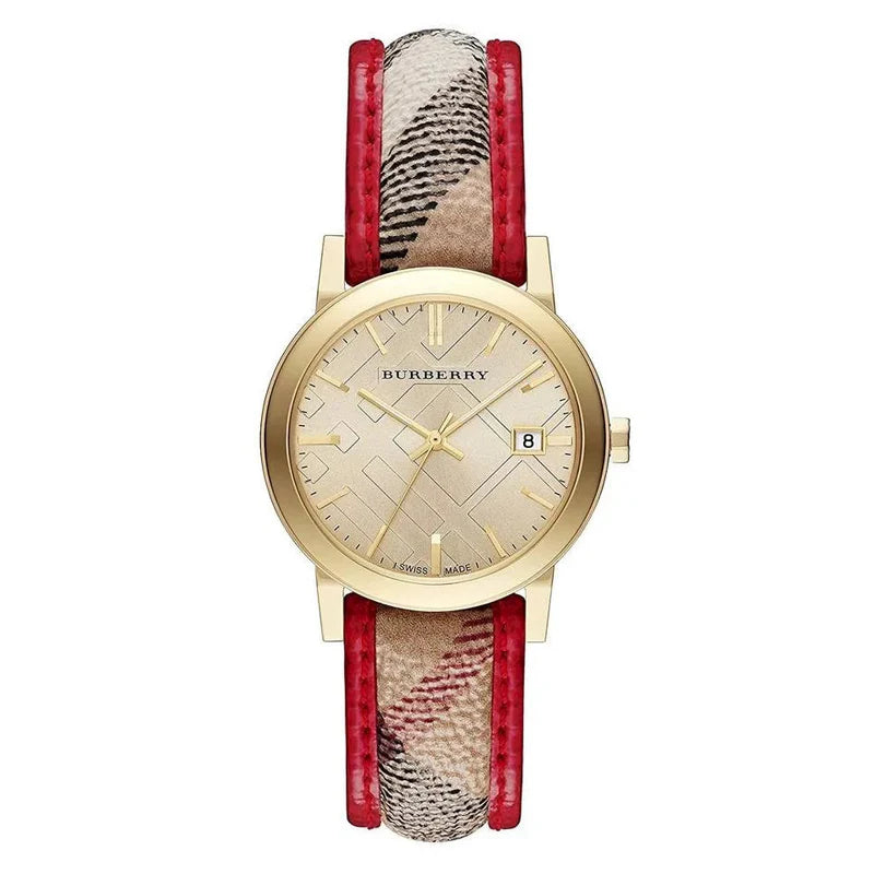 Burberry Haymarket Check Red Gold Watch BU9139 – Women's Watch - Luxverse