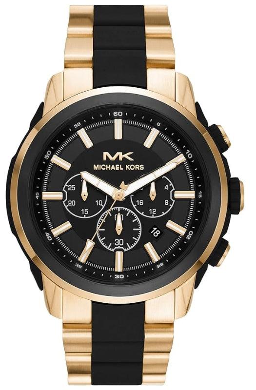 Michael Kors Lennox MK8990 men's gold pavé crystal chronograph watch front view
