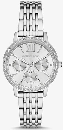 Michael Kors MKO1082 silver chronograph bracelet watch