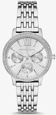 Michael Kors Melissa MKO1082 Women's Silver Stainless Steel Chronograph Watch 35mm