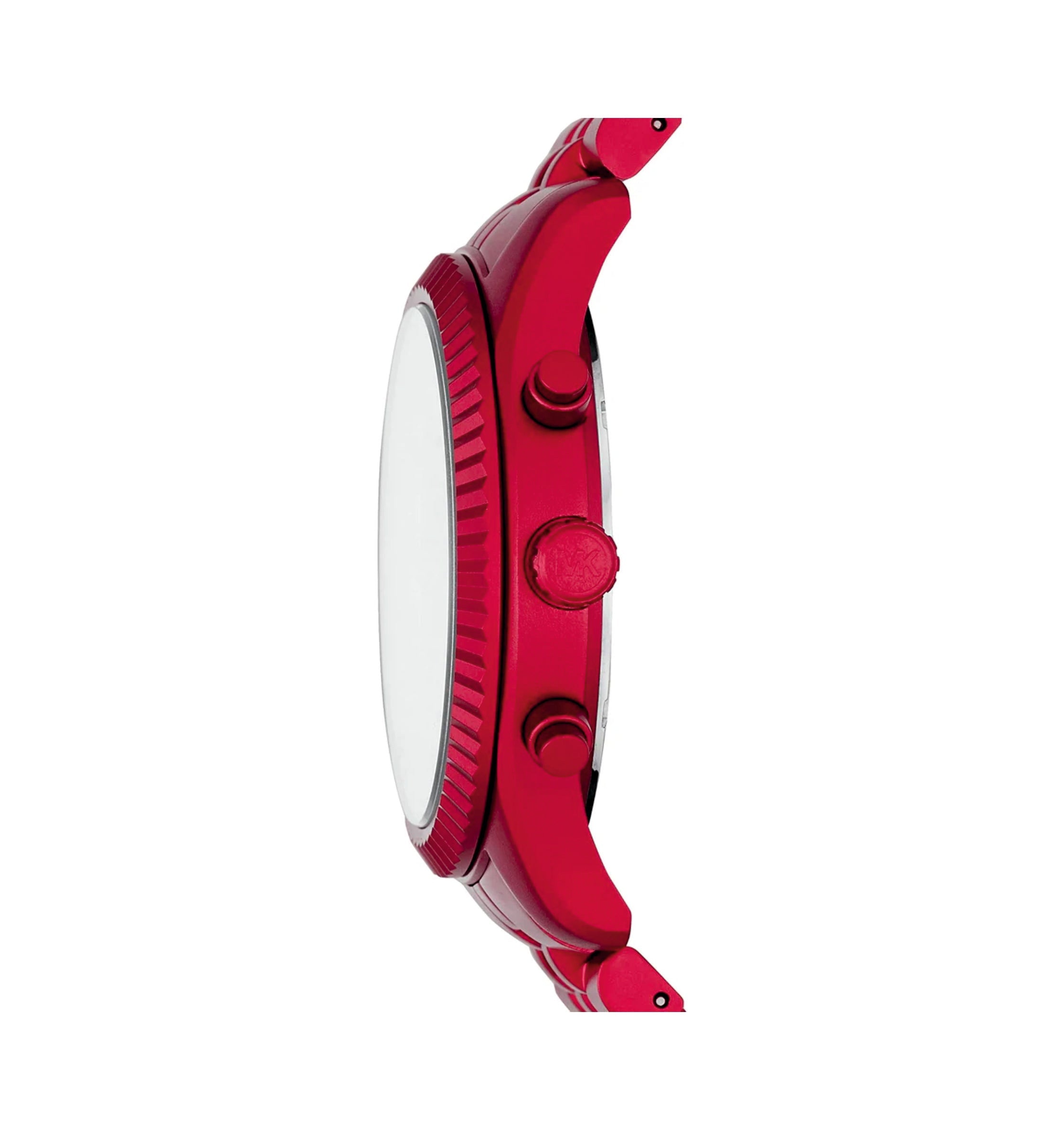 Side profile of Michael Kors Lexington MK8814 red stainless steel men's watch