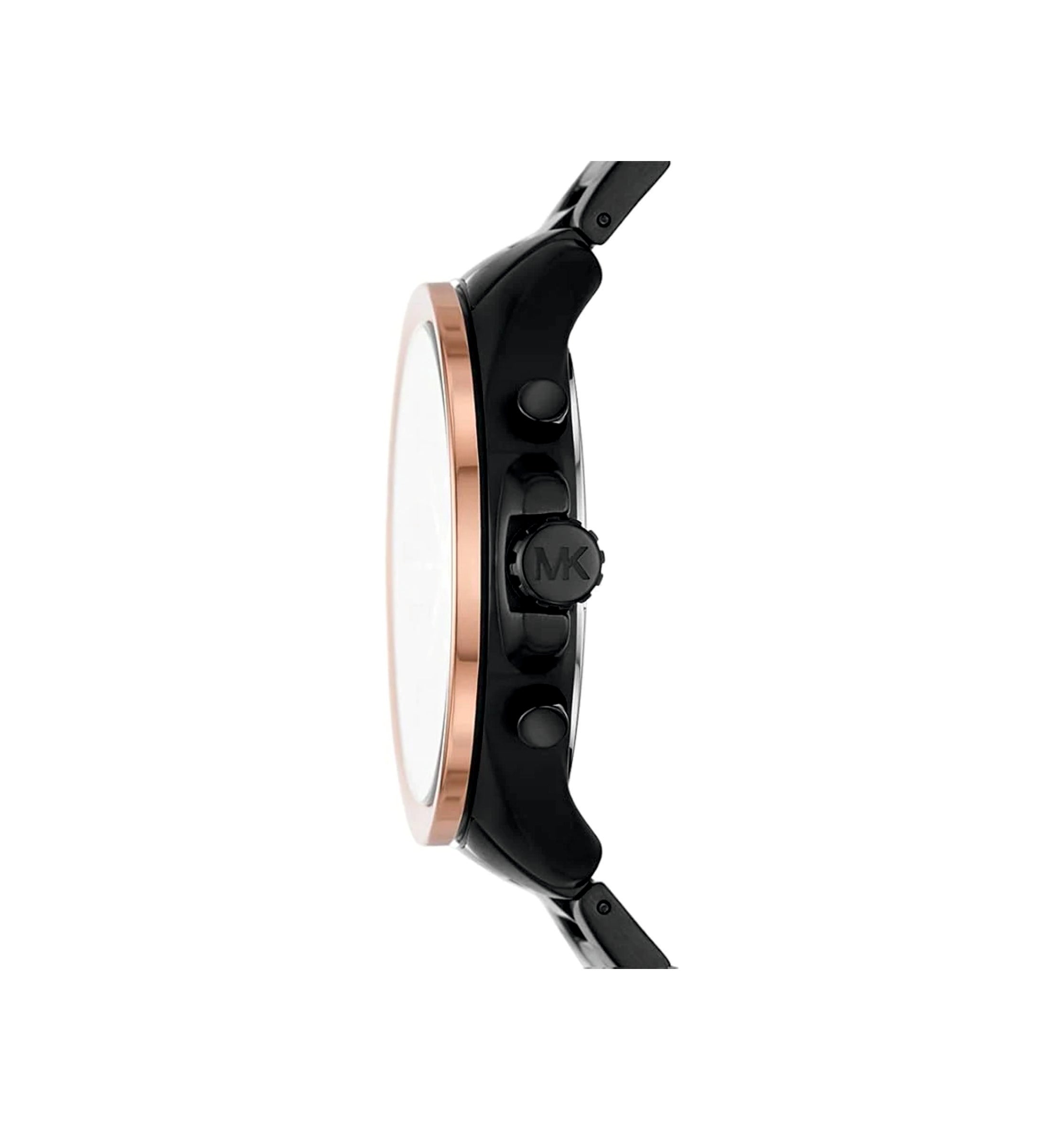 Side profile of Michael Kors Wren MK8933 black stainless steel men's watch