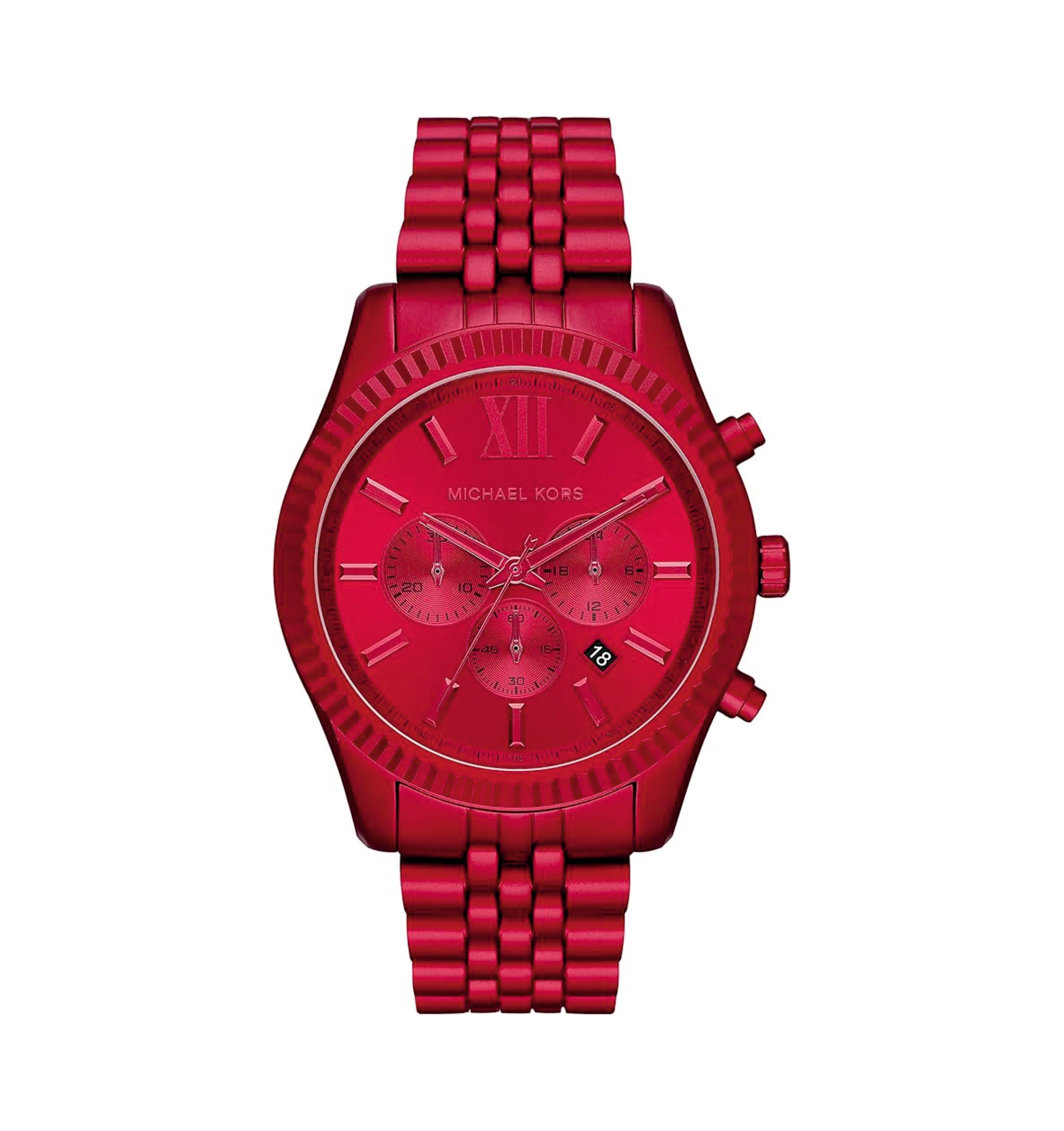 Michael Kors Lexington MK8814 men's red dial red chronograph watch front view
