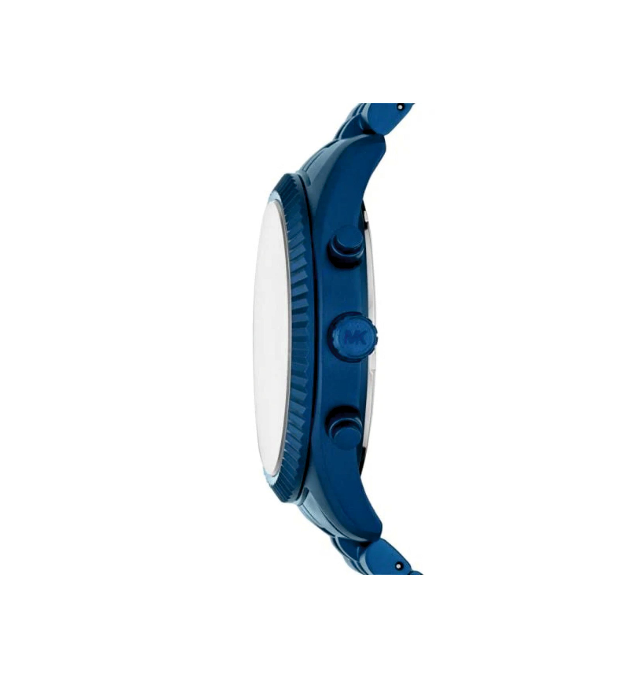 Side profile of Michael Kors Lexington MK8791 blue men's watch
