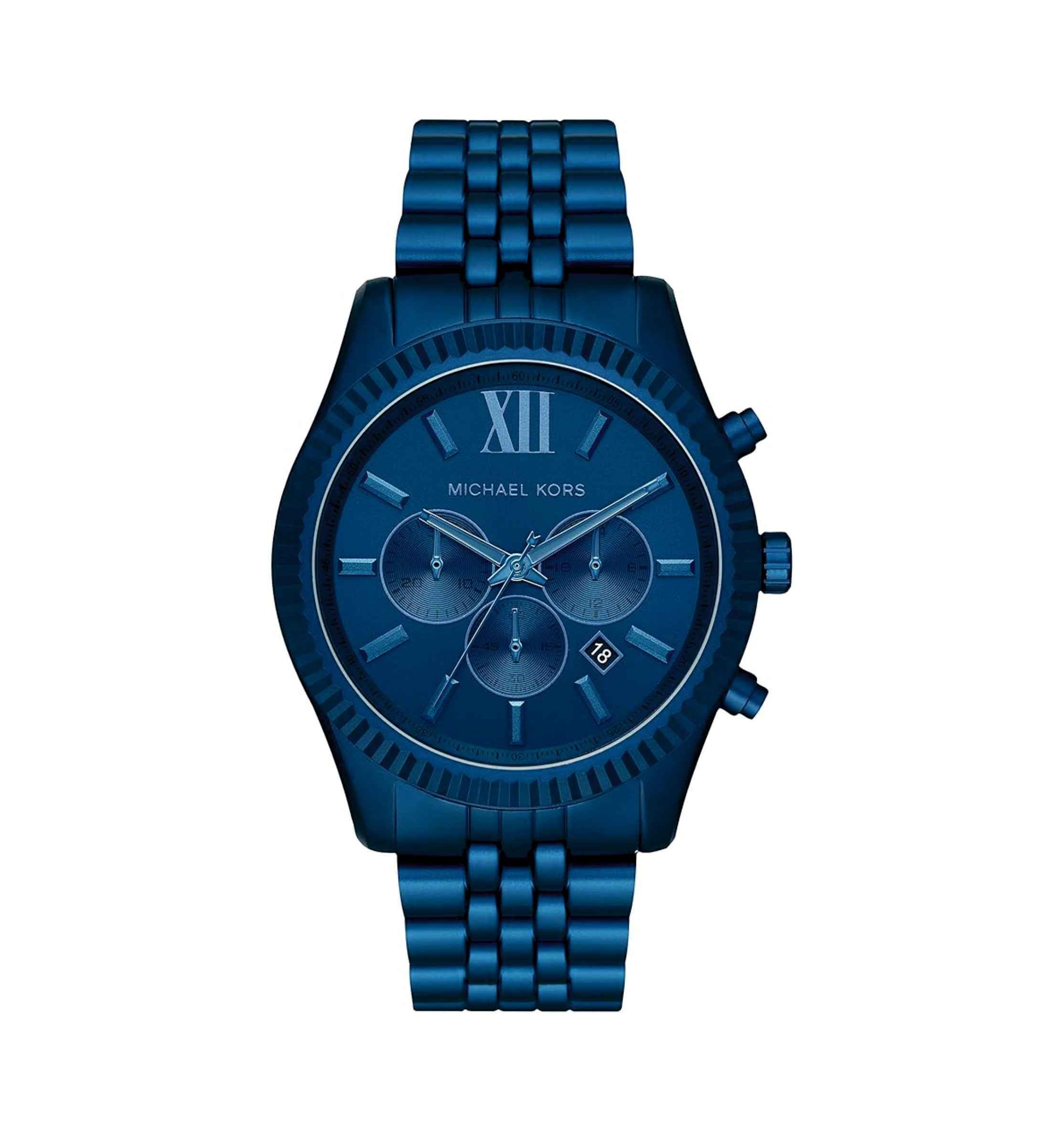 Michael Kors Lexington MK8791 Men's Blue Dial Blue Aluminum Chronograph Watch