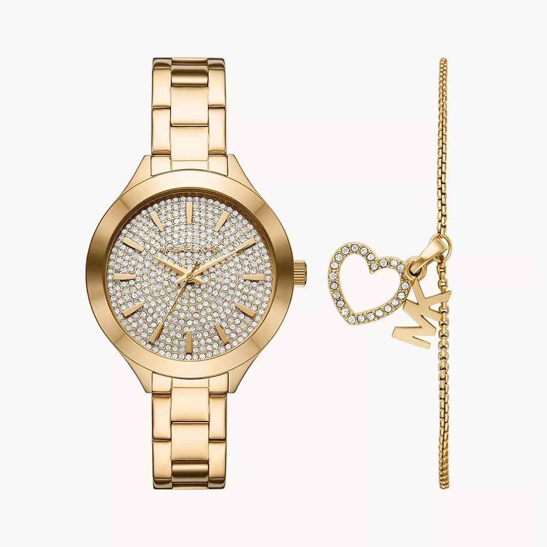 Michael Kors Slim Runway Gift Set MK1046 Women's Gold Dial Gold Stainless Steel Watch