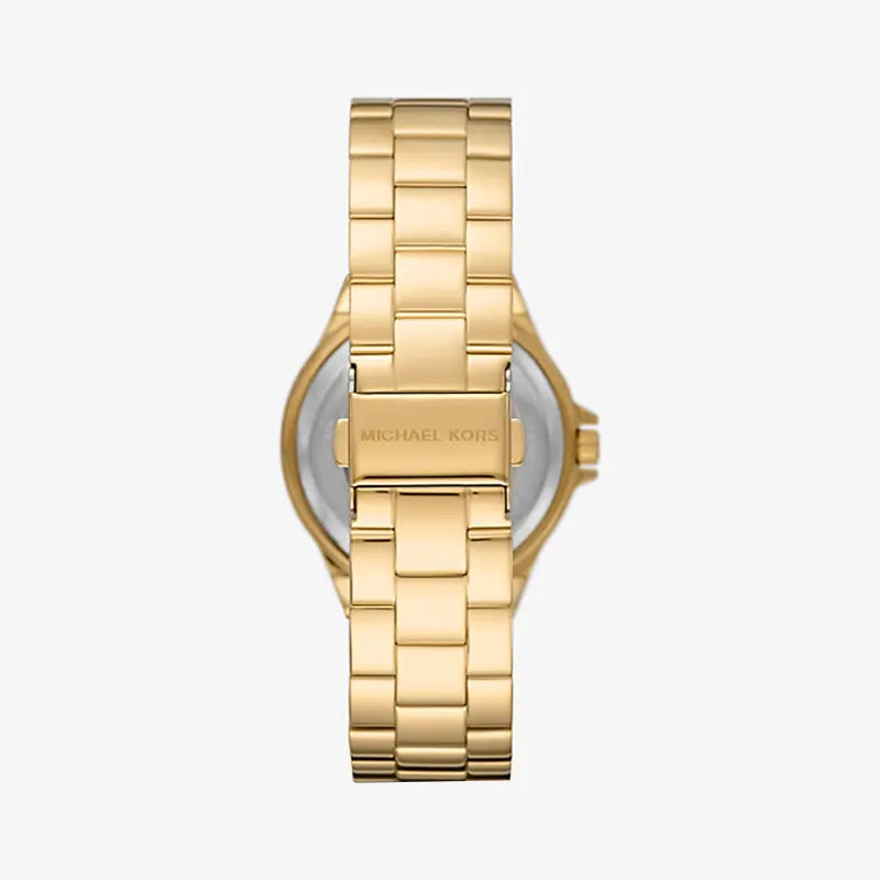 Back view of Michael Kors MK3492 quartz watch with gold stainless steel case