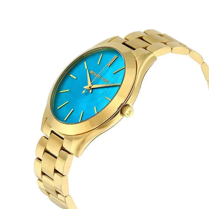 Michael Kors MK3492 Women's Blue Dial Gold Stainless Steel Watch