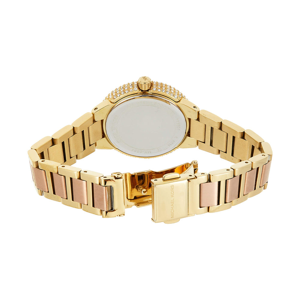 Back view of Michael Kors MK6564 quartz watch with stainless steel case